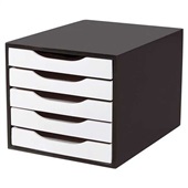 Gaveteiro em MDF com 5 Gavetas Black Piano e Branco 36x27x24cm 1 UN Souza