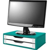 Suporte de Mesa para Monitor 2 Gavetas MDF Azul e Branco 1 UN Souza