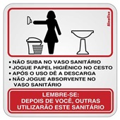 Placa de Alumínio Procedimentos para Sanitário Feminino Sinalize