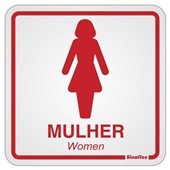 Placa de Alumínio Sanitário Feminino Vermelho Sinalize