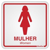 Placa de Alumínio Sanitário Feminino Vermelho 1 UN Sinalize
