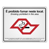 Placa de Poliestireno Lei SP É Proibido Fumar Neste Local Sinalize