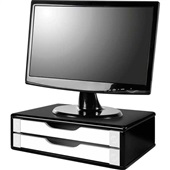 Suporte de Mesa para Monitor 2 Gavetas MDF Preto e Branco 1 UN Souza