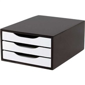 Gaveteiro em MDF com 3 Gavetas Black Piano e Branco 36x27x15cm Souza