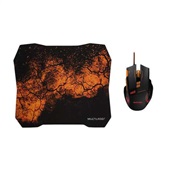 Mouse Gamer e Mouse Pad Laranja MO256 1 UN Multilaser