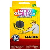 Lápis de Cera Estaca Preto 12 UN Acrilex