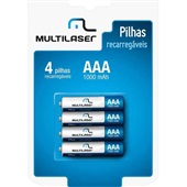 Pilha Recarregável Palito AAA 1000mAh CB050 4 UN Multilaser
