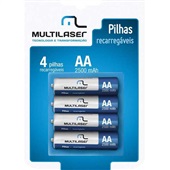 Pilha Recarregável Pequena AA  2500mAh CB052 4 UN Multilaser