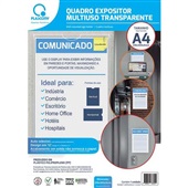 Expositor Quadro de Aviso Multiuso A4 210x300x5mm Cristal 1 UN Plascon