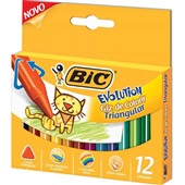Giz de Cera Evolution Triangular 12 Cores Bic