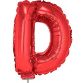Balão Letra D com Vareta Nº16 Vermelho 1 UN Funny Fashion