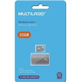 Pen Drive Leitor USB + Cartão de Memória Classe 10 32GB MC163 Multilas
