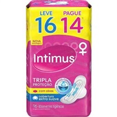 Absorvente com Abas Tripla Proteção Cobertura Extra Suave Leve 16 Pague 14 UN Intimus