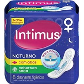 Absorvente com Abas Noturno Cobertura Seca 8 UN Intimus