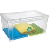 Caixa Organizadora Larga 65L Cristal 63,5x42,5x30,7cm 1 UN Ordene