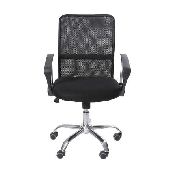 Cadeira Giratória com Tecido em Nylon Aço Carbono Cromado em PU e Tela Mesh Preta 1 UN OR Design