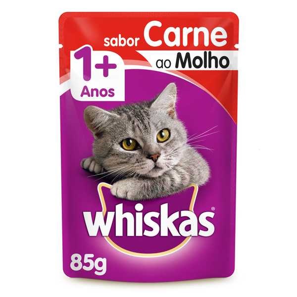 Sachê de Ração Úmida para Gatos Adulto Sabor Carne ao Molho 85g Whiska