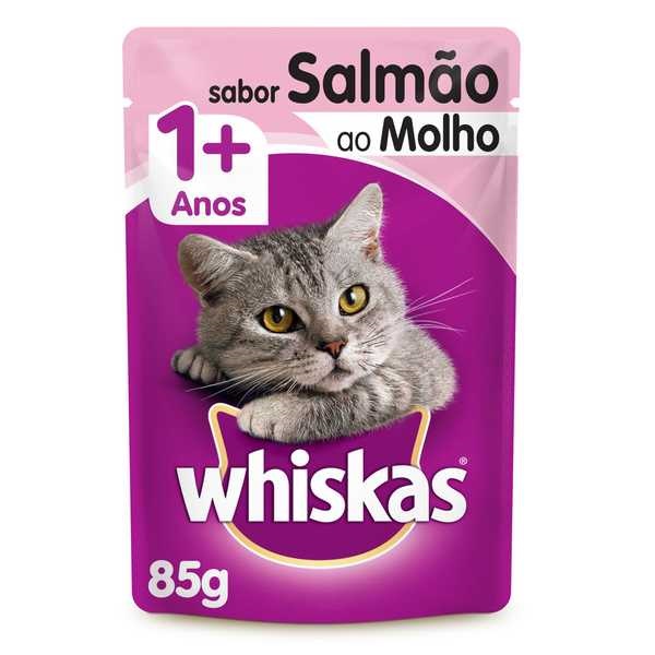 Sachê de Ração Úmida para Gatos Adulto Sabor Salmão ao Molho 85g Whiskas
