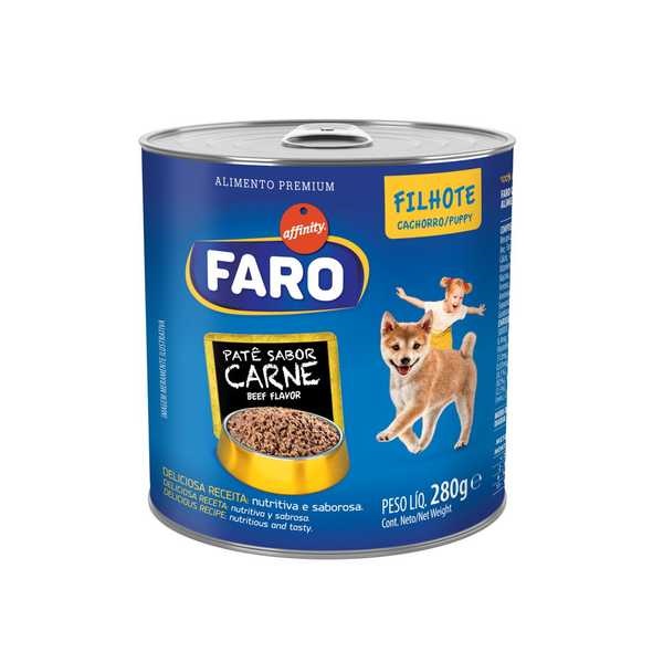 Ração Úmida para Cães Filhotes Sabor Carne Lata 280g 1 UN Faro