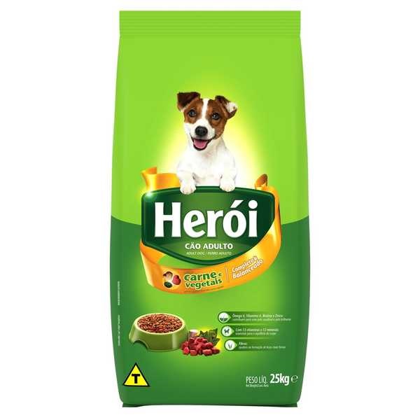 Ração para Cães Adultos Sabor Carne e Vegetais 25 Kg 1 UN Heroi