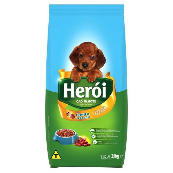 Ração para Cães Filhotes Sabor Carne e Cereais 25 Kg 1 UN Heroi