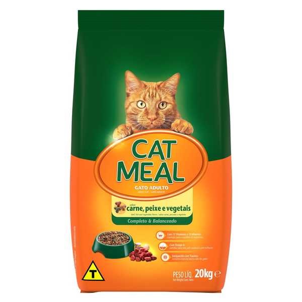 Ração para Gatos Adultos Sabor Carne Peixe e Vegetais 20 Kg Cat Meal