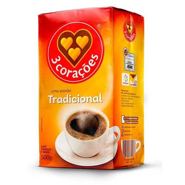 Café em Pó Tradicional 500g 1 Pacote 3 Corações Gimba
