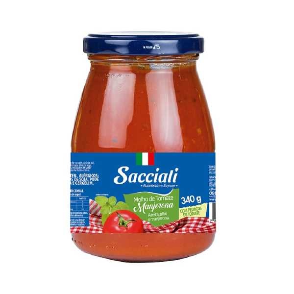 Molho de Tomate Manjerona Vidro 340g 1 UN Sacciali