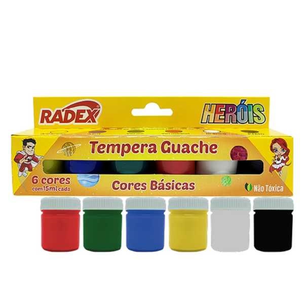 Tinta Guache 6 Cores 15ml Radex