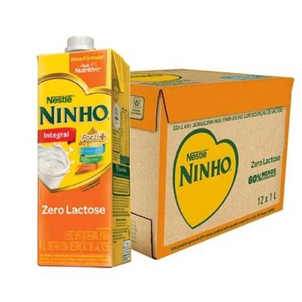 Leite UHT Integral Zero Lactose 1L CX 12 UN Ninho