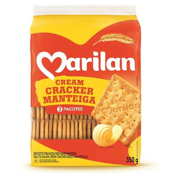 Biscoito Cream Cracker Manteiga 350g 1 PT 3 UN Marilan