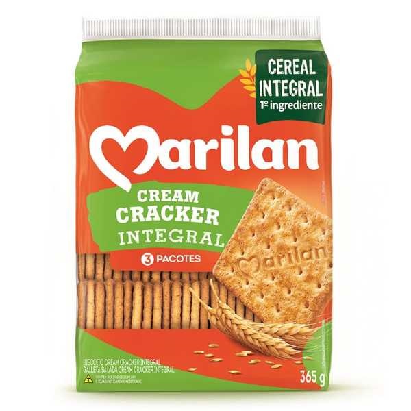 Biscoito Cream Cracker Integral 365g 1 PT 3 UN Marilan
