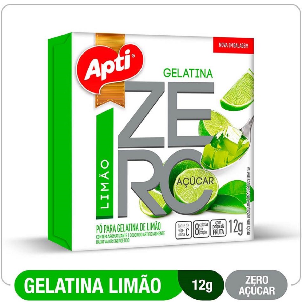 Gelatina Limão Zero Açúcar 12g 1 UN Apti