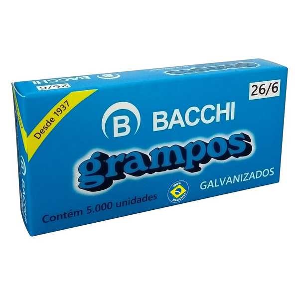 Grampo Galvanizado 26/6 CX 5000 UN Bacchi