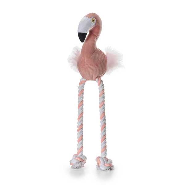 Brinquedo de Pelúcia e Corda Flamingo para Cães 42cm 1 UN Mimo