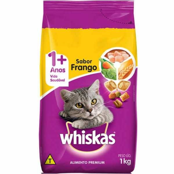 Ração Seca de Frango para Gatos Adultos 1kg 1 UN Whiskas