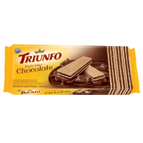 Biscoito Wafer Recheado Chocolate 105g 1 UN Triunfo