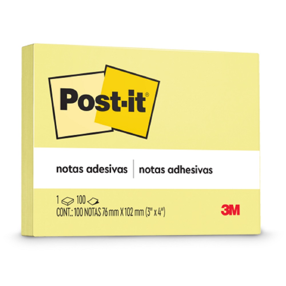 Bloco de Notas Adesivas Amarelo 76 mm x 102 mm 100 folhas Post-it