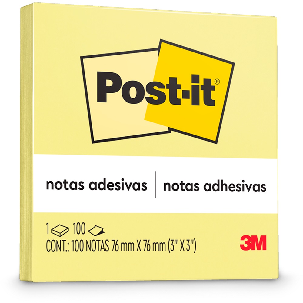 Bloco de Notas Adesivas Amarelo 76 mm x 76 mm 100 folhas Post-it