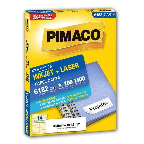 Etiqueta Adesiva InkJet e Laser Carta 33,9x101,6mm Branco 6182 100 Folhas 1400 Etiquetas Pimaco