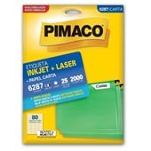 Etiqueta Adesiva InkJet e Laser Carta 12,7x44,45mm Branco 6287 25 Folhas 2000 Etiquetas Pimaco