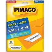 Etiqueta Adesiva InkJet e Laser Carta 25,4x66,7mm Branco 6080 10 Folhas 300 Etiquetas Pimaco