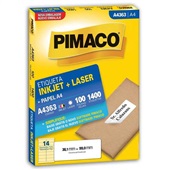 Etiqueta Adesiva InkJet e Laser A4 38,1x99mm Branco A4363 100 Folhas 1400 Etiquetas Pimaco