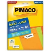Etiqueta Adesiva InkJet e Laser Carta 16,93x44,45mm Branco 6089 10 Folhas 600 Etiquetas Pimaco