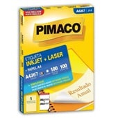 Etiqueta Adesiva InkJet e Laser A4 288,5x200mm Branco A4367 100 Folhas 100 Etiquetas Pimaco