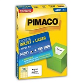 Etiqueta Adesiva InkJet e Laser A4 46,5x63,5mm Branco A4361 100 Folhas 1800 Etiquetas Pimaco