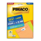 Etiqueta Adesiva InkJet e Laser A4 17x31mm Branco A4248 25 Folhas 2400 Etiquetas Pimaco