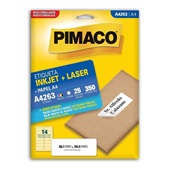 Etiqueta Adesiva InkJet e Laser A4 38,1x99mm Branco A4263 25 Folhas 350 Etiquetas Pimaco