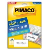 Etiqueta Adesiva InkJet e Laser Carta 50,8x101,6mm Branco 6083 10 Folhas 100 Etiquetas Pimaco