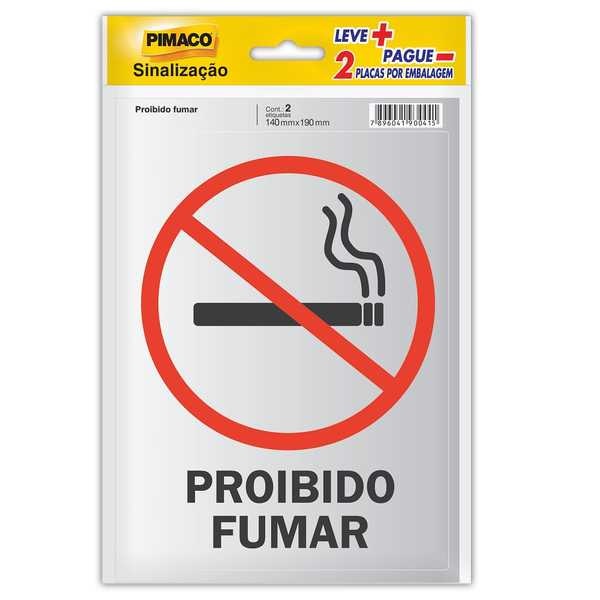 Placa de Sinalização Proibido Fumar Pimaco
